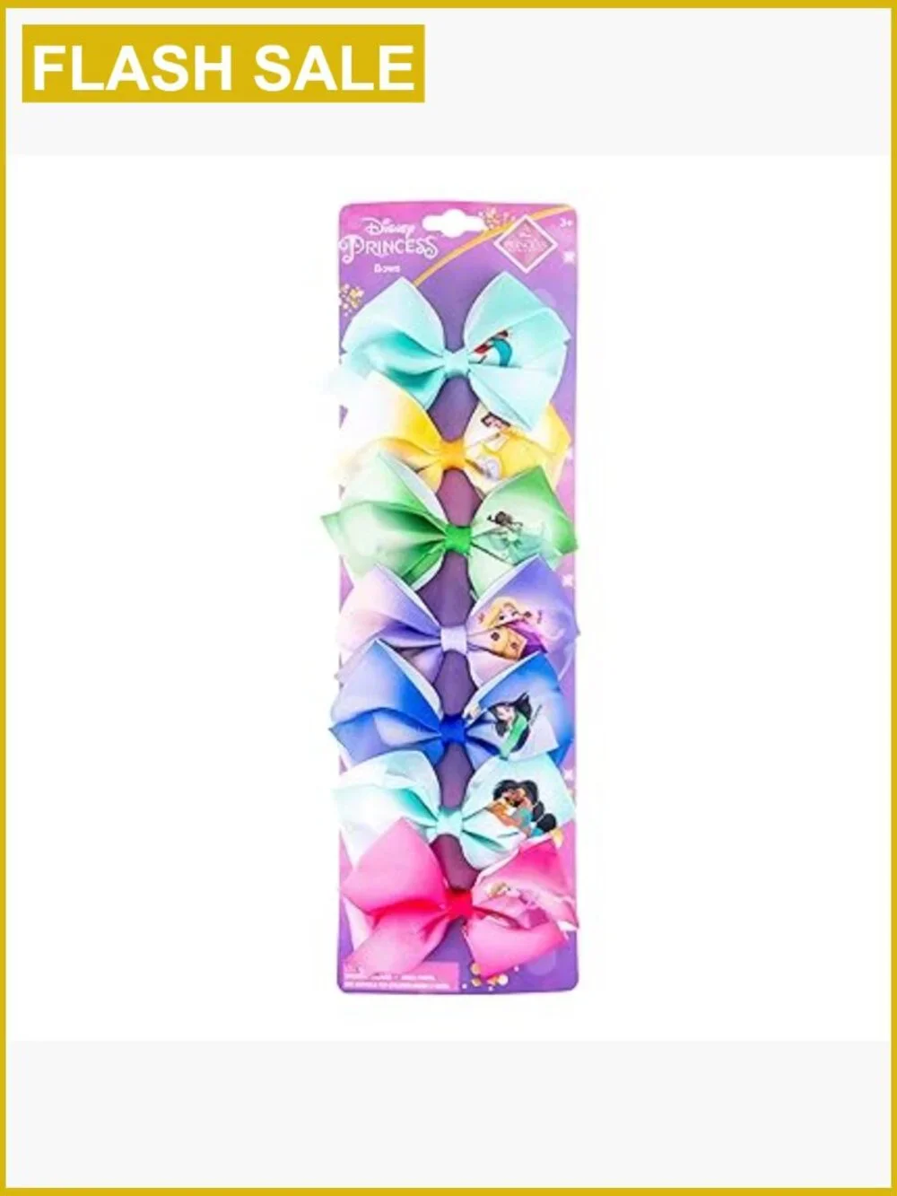 Girls Hair Bows Set 7 Piece Alligator Clips Disney Princess